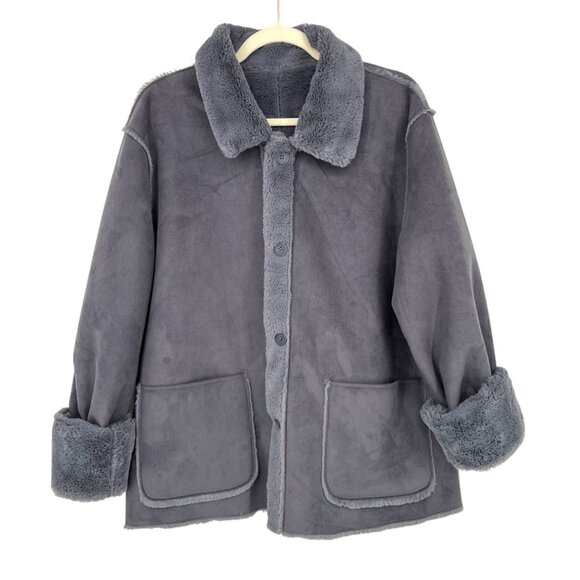 Brandon Thomas Faux Fur Reversible Jacket Gray Size XL - Picture 2 of 14